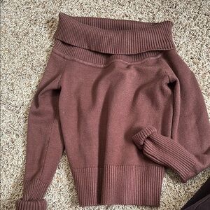 Brown Off-Shoulder Sweater